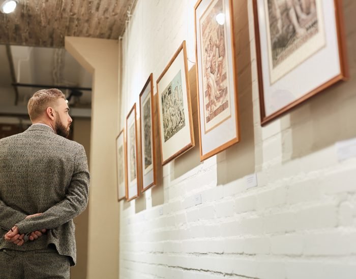 Man visiting art gallery